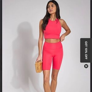 Girlfriend Collective Geraniums High Rise bike shorts pink size XS